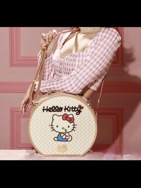 Hello Kitty Travel Bag Luxury Embroidery Vegan Leather Weekender Rare NEW